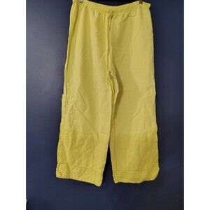 Russ Berens Womens Pants Yellow Linen Wide Leg Casual Beachy Lagenlook Medium